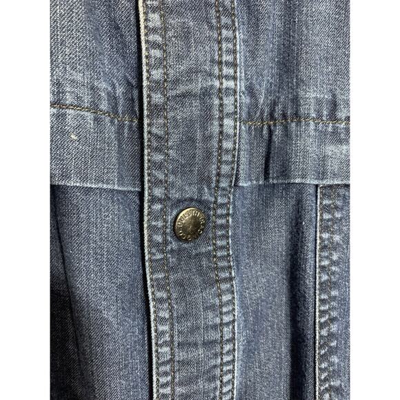 Duluth Trading Mens Denim Snap Button Shirt Sz XL Med Wash Blue Long Sleeve Work - Picture 6 of 11